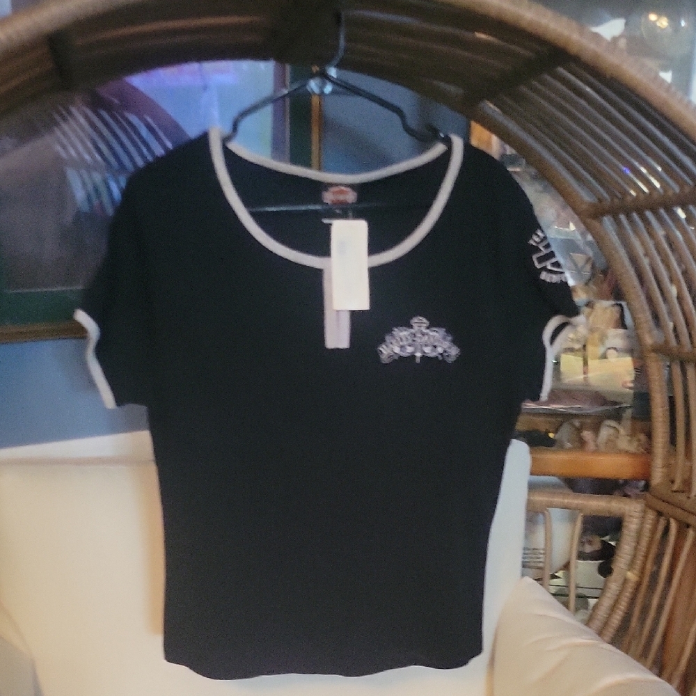 Ed Hardy Black T-Shirt with White Trim